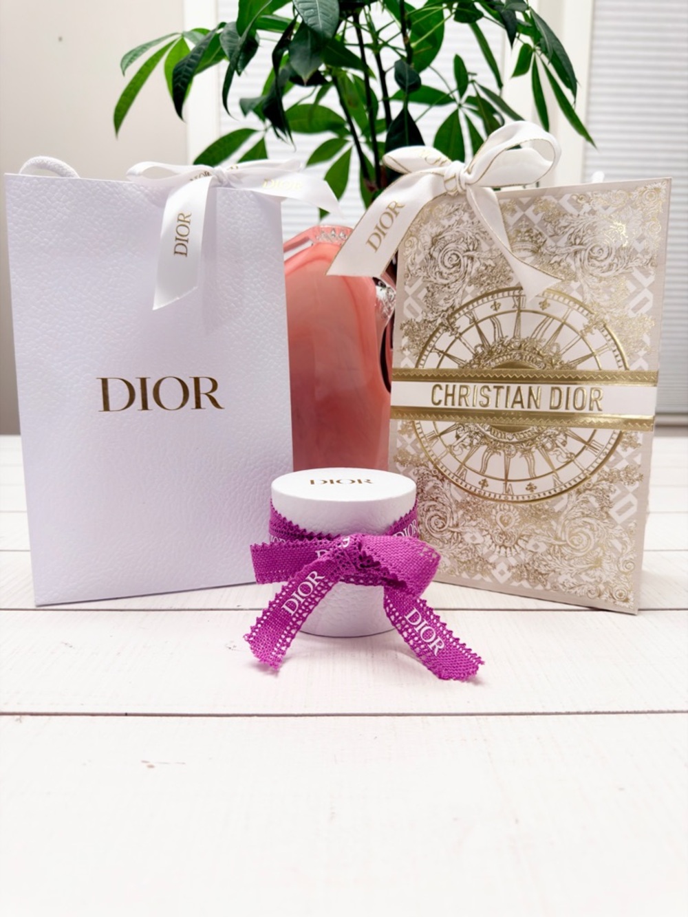 Dior Scarf Box Canister 
Limited Edition Gift Bag
Pink Ribbon